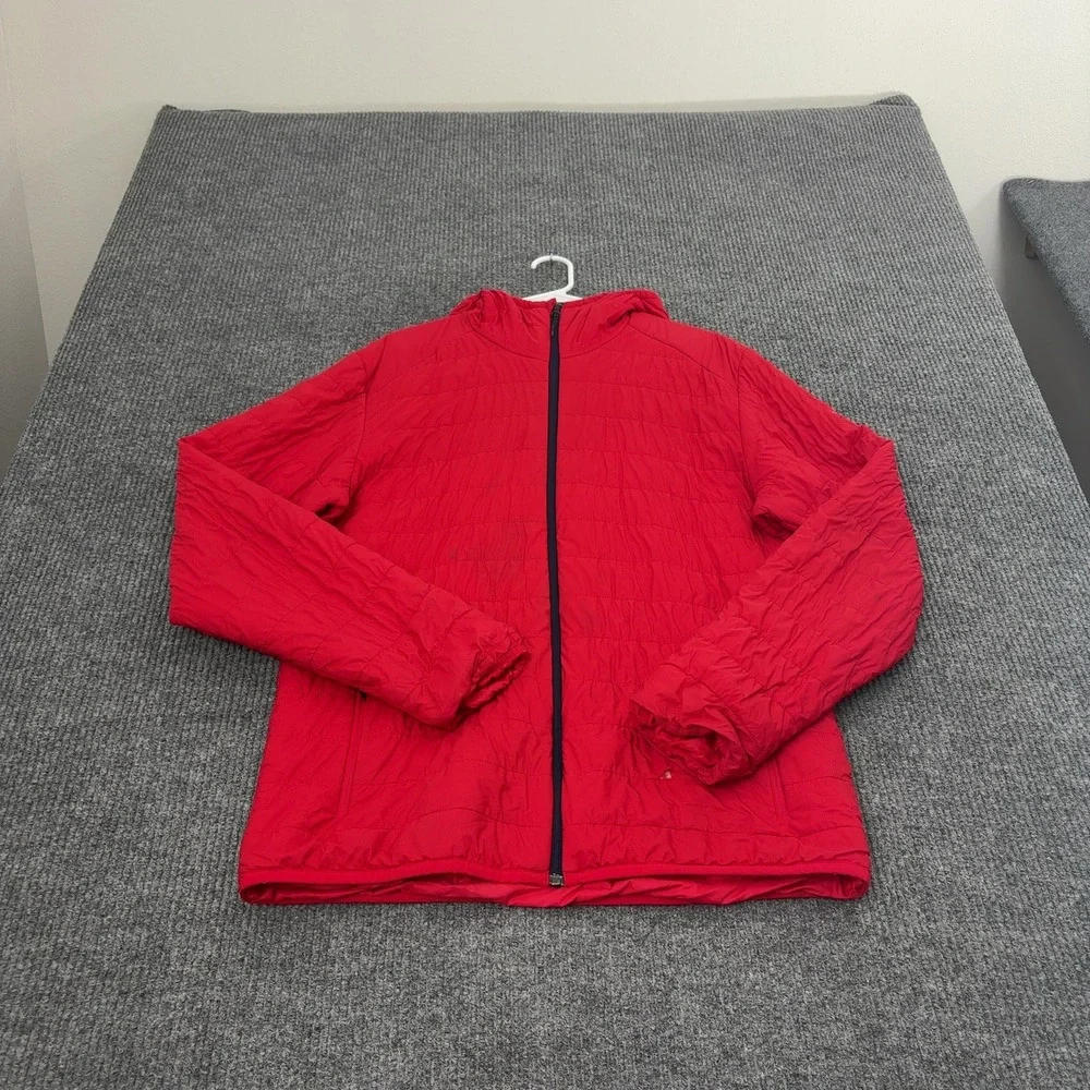 Icebreaker Jacket Mens XL Red Merino Wool Quilted Hooded Puffer Gorpcore Outdoor